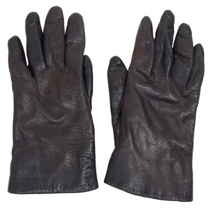 Grandoe Leather Fur Lined Gloves Womens  6.5 Dark Brown Vintage Warm Winter